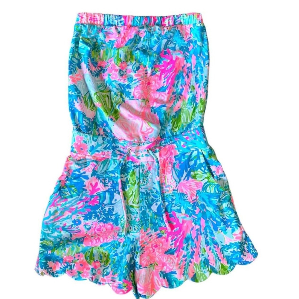 Lilly Pulitzer Jace Romper XXS NWT Fished My Wish Blue Pink Resort Vacation